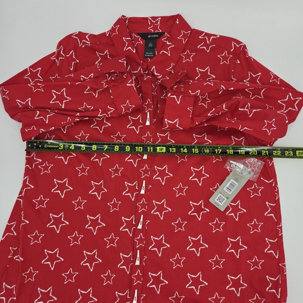 Ali Miles Button Up Down Tunic Top Blouse - Star Multi Womens Size L Lagenlook - Picture 6 of 9